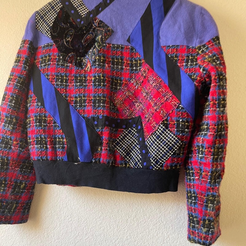 Vintage 80s 90s Patchwork Bomber Jacket Size Smal… - image 2